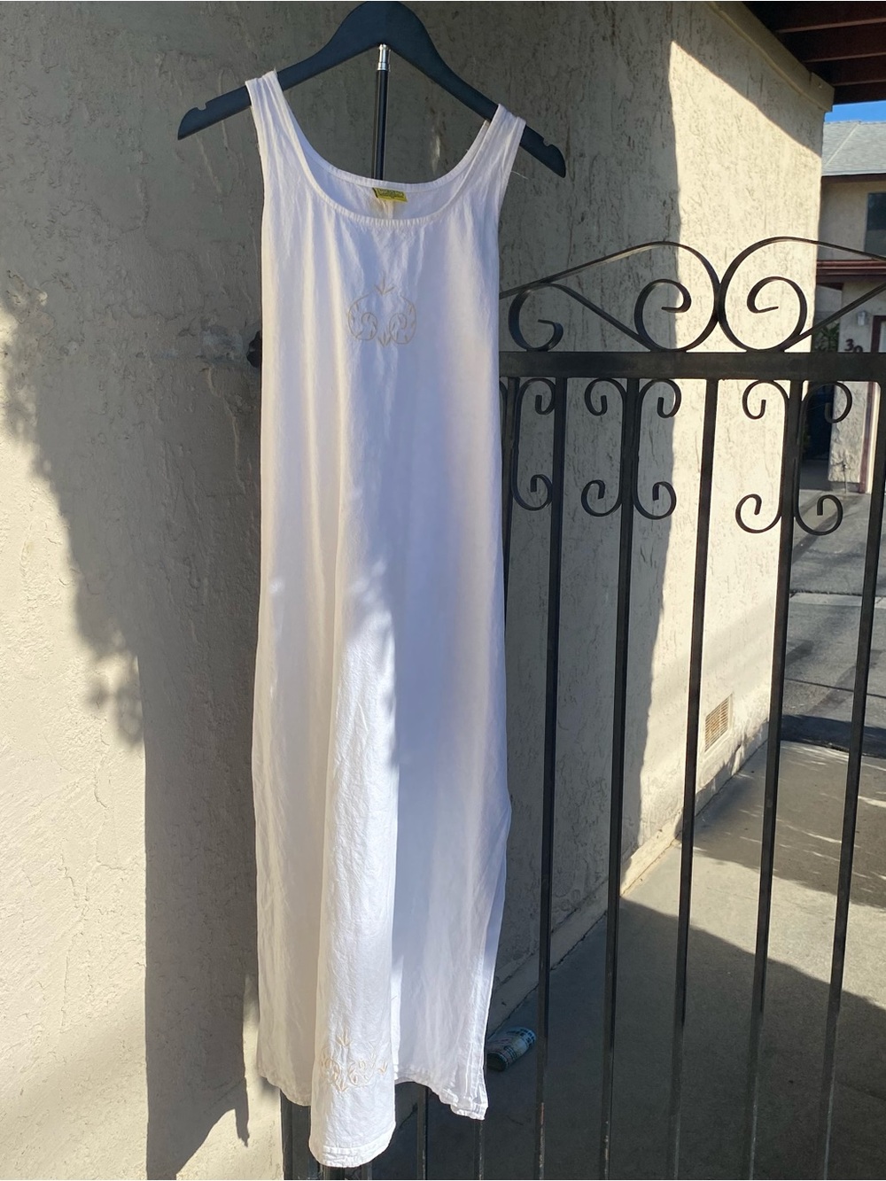 Vintage 90s Kelly’s Girl Fashion Embroidered white manta cotton manta dress Sz G